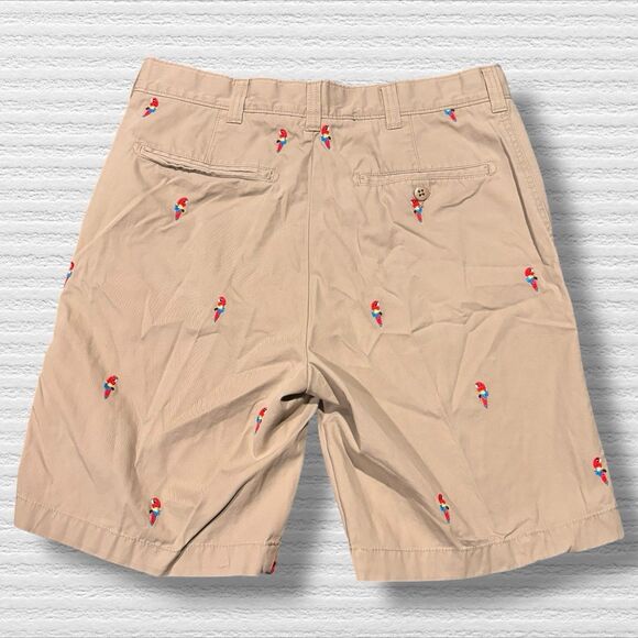Cremieux Parrot Embroidered Chino Shorts Tropical Casual Khaki Size 32 Madison - Picture 2 of 6